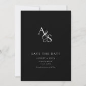 Elegant, klassisch, Monogramm, schwarz, Hochzeit Save The Date (Vorderseite)