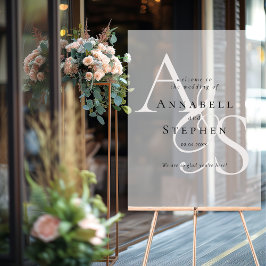 Elegant, klassisch, Monogramm, weiß, Hochzeit Acrylschild