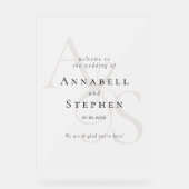 Elegant, klassisch, Monogramm, weiß, Hochzeit Acrylschild (Vorderseite)