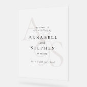 Elegant, klassisch, Monogramm, weiß, Hochzeit Acrylschild (Winkel)