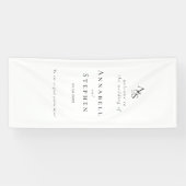 Elegant, klassisch, Monogramm, weiß, Hochzeit Banner (Horizontal)