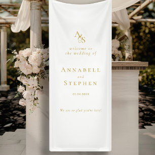 Elegant, klassisch, Monogramm, weiß, Hochzeit Banner