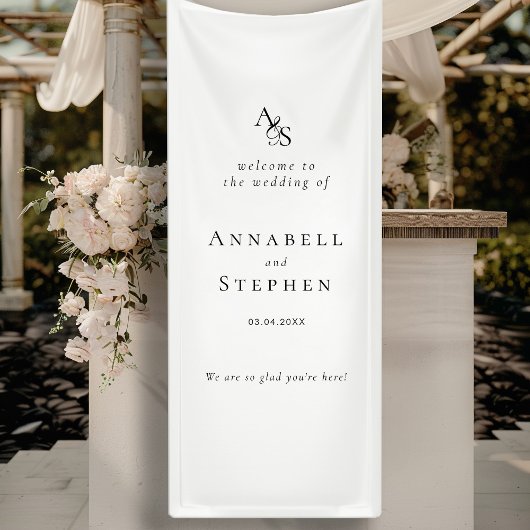 Elegant, klassisch, Monogramm, weiß, Hochzeit Banner