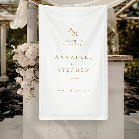 Elegant, klassisch, Monogramm, weiß, Hochzeit Banner