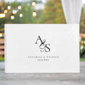 Elegant, klassisch, Monogramm, weiß, Hochzeit Gästebuch