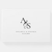 Elegant, klassisch, Monogramm, weiß, Hochzeit Gästebuch (Vorderseite)