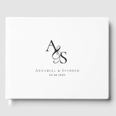 Elegant, klassisch, Monogramm, weiß, Hochzeit Gästebuch (Vorderseite)