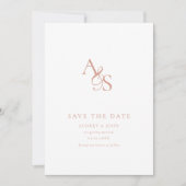 Elegant, klassisch, Monogramm, weiß, Hochzeit Save The Date (Vorderseite)