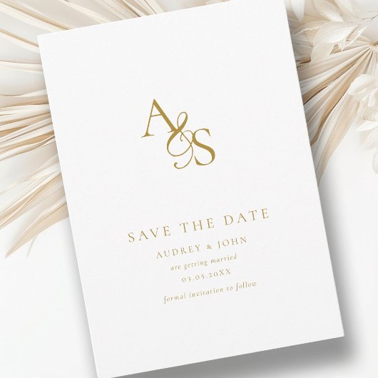 Elegant, klassisch, Monogramm, weiß, Hochzeit Save The Date