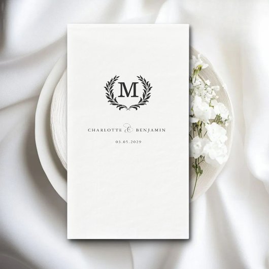 Elegant, klassisch, Monogramm, weiß, Hochzeit Serviette