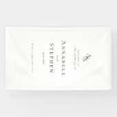 Elegant, klassisch, Monogramm, weiß-schwarz, Hochz Banner (Horizontal)