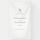 Elegant, klassisch, Monogramm, weiß-schwarz, Hochz Banner (Vertikal)