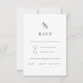 elegant, klassisch, Monogramm, weiß, UAWG RSVP Karte (Vorderseite)