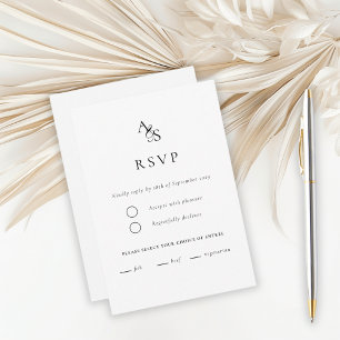 elegant, klassisch, Monogramm, weiß, UAWG RSVP Karte