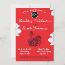 Elegant klassisch rot Schwarz und weiß 50. Geburts