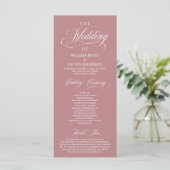 Elegant Klassisch Staubiges Rosenrosa Schrift Hoch Programm (Stehend Vorderseite)