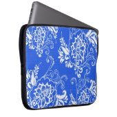 elegant, klassisch, stilvoll blau und blumenreich laptopschutzhülle (Vorne Rechts)