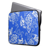 elegant, klassisch, stilvoll blau und blumenreich laptopschutzhülle (Vorderseite Links)