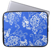 elegant, klassisch, stilvoll blau und blumenreich laptopschutzhülle (Vorderseite)