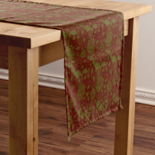 Elegant klassisch William Morris Rot Grün Kurzer Tischläufer