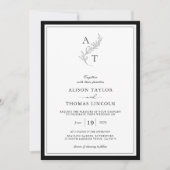 Elegant | Klassischer Monogramm-QR-Code-Hochzeit Einladung (Vorderseite)