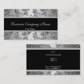 Elegant klassisches Silver Black Embossed Floral Visitenkarte (Vorne/Hinten)