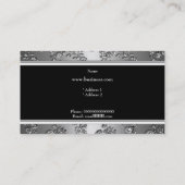 Elegant klassisches Silver Black Embossed Floral Visitenkarte (Rückseite)
