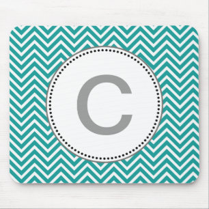 Elegant, klassisches Türkis und weißer Chevron-Zic Mousepad
