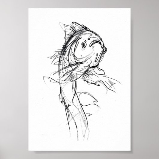 Elegant Koi Fish Abstrakt Sketch Poster (Vorne)