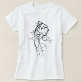 Elegant Koi Fish Abstrakt Sketch T-Shirt