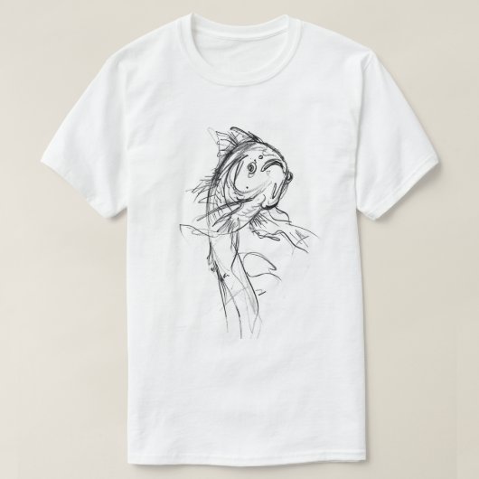 Elegant Koi Fish Abstrakt Sketch T-Shirt (Design vorne)