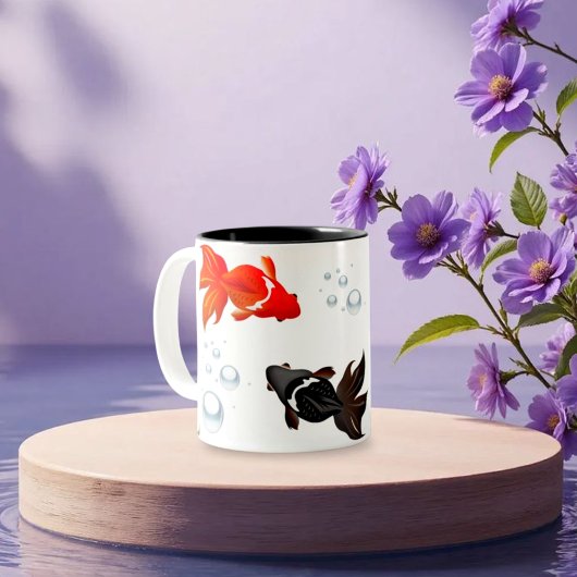 Elegant Koi Fish Zen Design - Friedlich Japanisch Zweifarbige Tasse