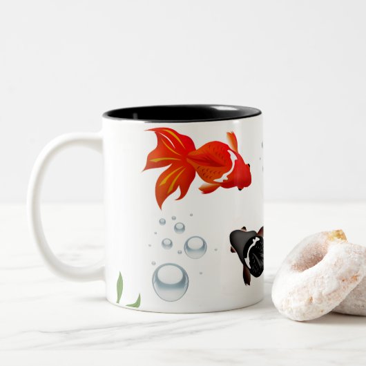 Elegant Koi Fish Zen Design - Friedlich Japanisch  Zweifarbige Tasse (Mit Donut)