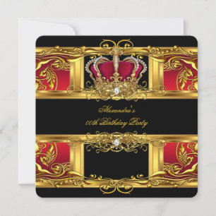 Elegant Königlich Rot Schwarz Gold Königin Geburts Einladung