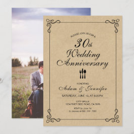 Elegant kraft 30. Hochzeitstag Einladung
