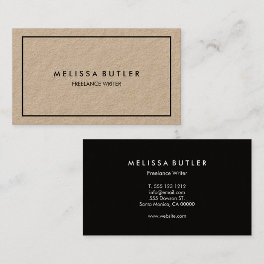 Elegant Kraft Beruflich Minimalistisch Visitenkarte (Vorne/Hinten)