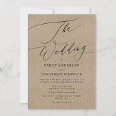 Elegant Kraft Calligraphy Modern Black Wedding Einladung (Vorderseite)