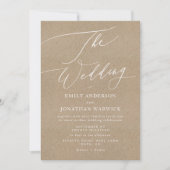 Elegant Kraft Calligraphy Modern White Wedding Einladung (Vorderseite)