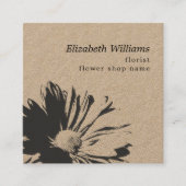 Elegant Kraft Dark Floral Pattern Florist QR code Quadratische Visitenkarte (Vorderseite)