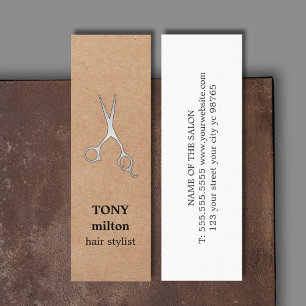 Elegant Kraft Imitate Silver Scissors Haarstylist Mini Visitenkarte