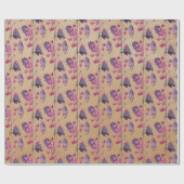 Elegant Kraft Paper Pink Red Berries Geschenkpapier (Flach)