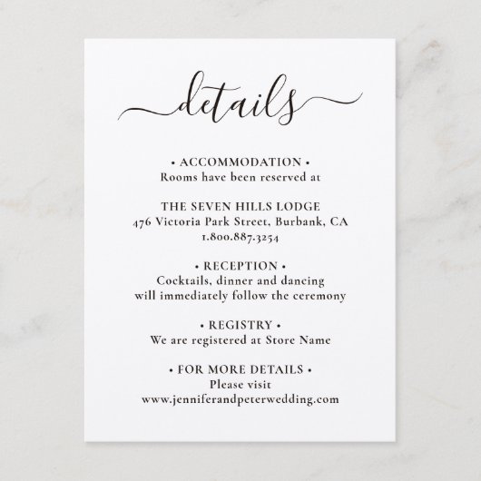 Elegant Kraft Paper Wedding Details Begleitkarte (Vorderseite)