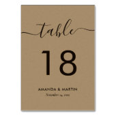 Elegant Kraft Paper Wedding Tischnummer (Rückseite)