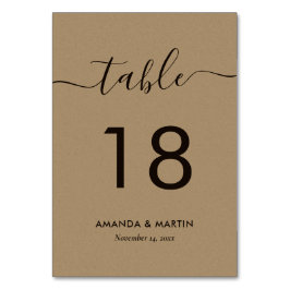 Elegant Kraft Paper Wedding Tischnummer