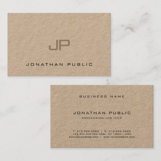 Elegant Kraft Simple Modern Design Artistic Schlic Visitenkarte (Vorne/Hinten)