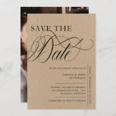 Elegant Kraft Texture Foto Vow Renewal Save The Date (Vorne/Hinten)