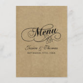 Elegant Kraft Wedding Menu Vorlagen (Rückseite)