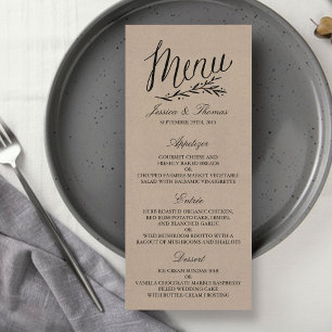 Elegant Kraft Wedding Menu Vorlagen