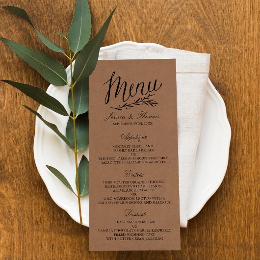 Elegant Kraft Wedding Menu Vorlagen