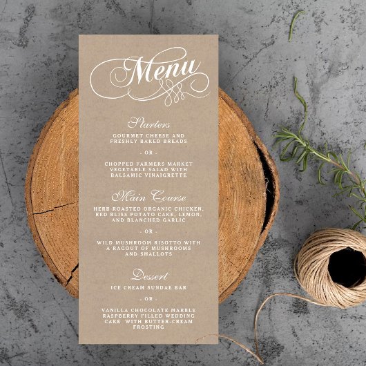 Elegant Kraft Wedding Menu Vorlagen